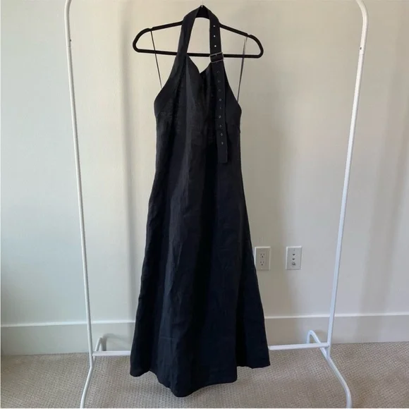 BLOGGERS FAV ZARA 100% LINEN HALTER SUMMER DRESS SIZE XS - Picture 7 of 10